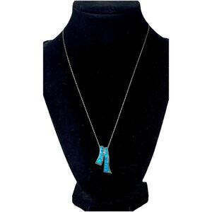 Native American Kewa Nelson Garcia NG Sterling Opal Inlay Necklace VTG